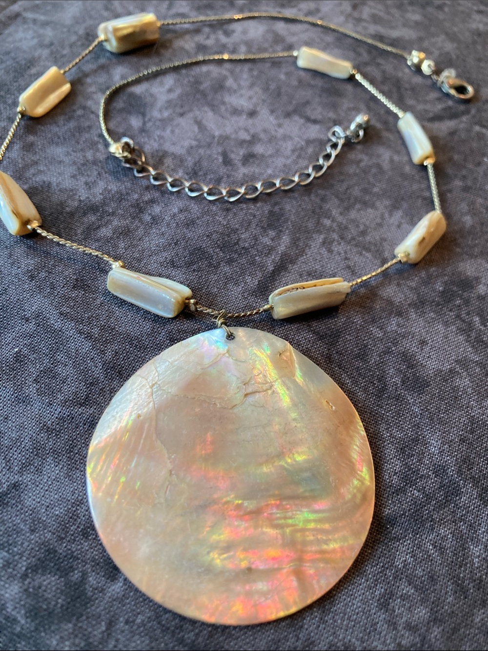 Mother of Pearl Pendant Necklace in Iridescent Cream